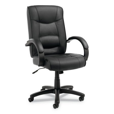 ALERA Executive Chair, Leather, 18-1/4" to 22-7/8" Height, Roll Armrest, Black ALESR41LS10B